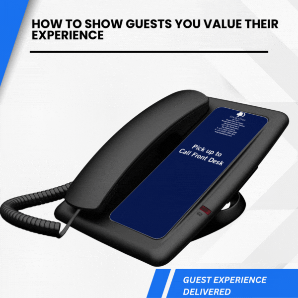 Animated gif of a hospitality phone with a focus on guest service